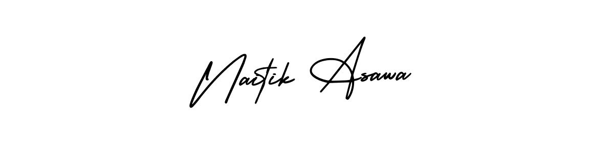 Use a signature maker to create a handwritten signature online. With this signature software, you can design (AmerikaSignatureDemo-Regular) your own signature for name Naitik Asawa. Naitik Asawa signature style 3 images and pictures png