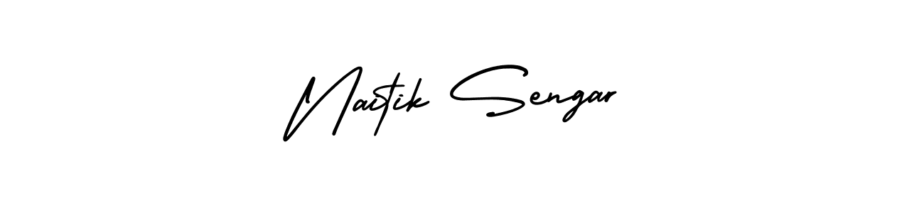 How to make Naitik Sengar name signature. Use AmerikaSignatureDemo-Regular style for creating short signs online. This is the latest handwritten sign. Naitik Sengar signature style 3 images and pictures png
