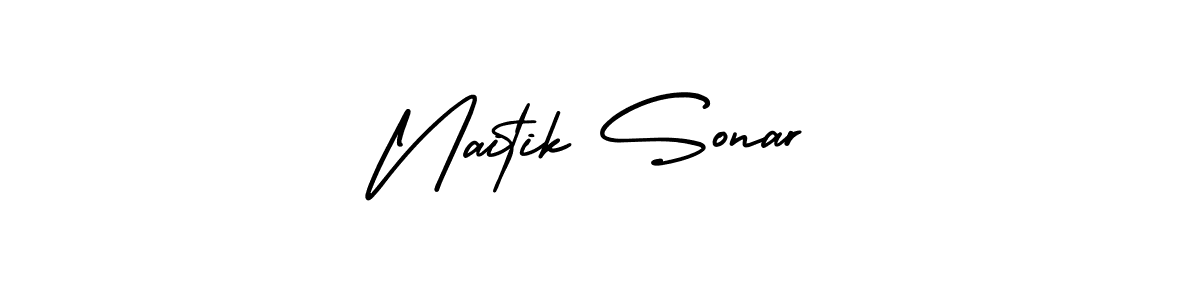 Use a signature maker to create a handwritten signature online. With this signature software, you can design (AmerikaSignatureDemo-Regular) your own signature for name Naitik Sonar. Naitik Sonar signature style 3 images and pictures png