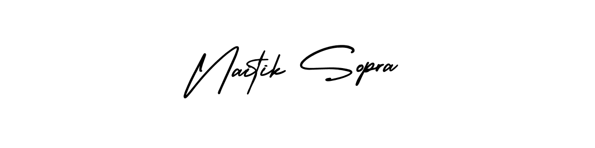 Design your own signature with our free online signature maker. With this signature software, you can create a handwritten (AmerikaSignatureDemo-Regular) signature for name Naitik Sopra. Naitik Sopra signature style 3 images and pictures png