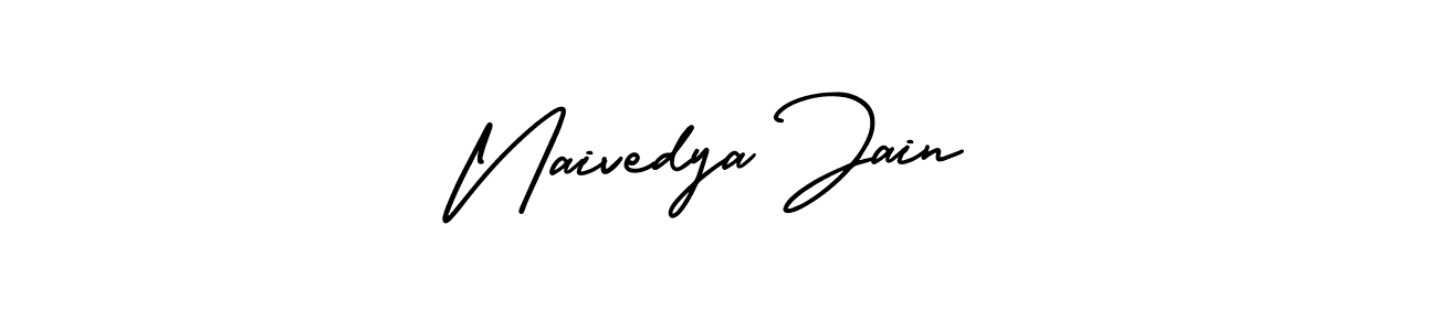 You should practise on your own different ways (AmerikaSignatureDemo-Regular) to write your name (Naivedya Jain) in signature. don't let someone else do it for you. Naivedya Jain signature style 3 images and pictures png