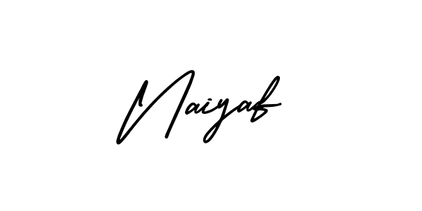 You should practise on your own different ways (AmerikaSignatureDemo-Regular) to write your name (Naiyaf) in signature. don't let someone else do it for you. Naiyaf signature style 3 images and pictures png