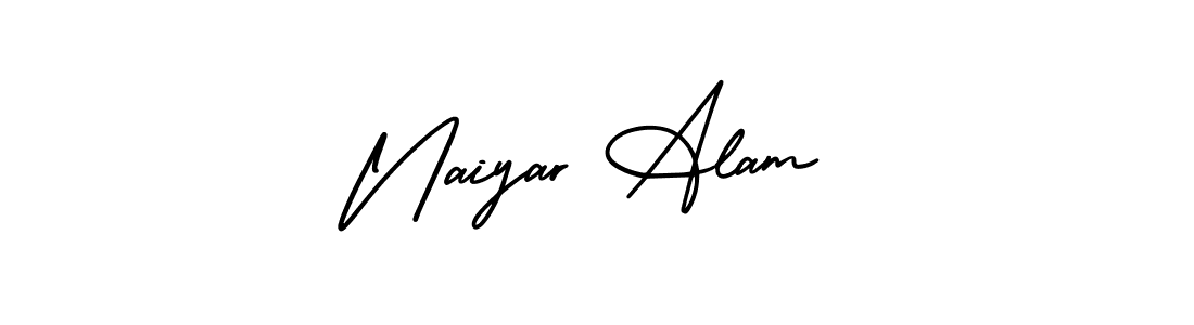 The best way (AmerikaSignatureDemo-Regular) to make a short signature is to pick only two or three words in your name. The name Naiyar Alam include a total of six letters. For converting this name. Naiyar Alam signature style 3 images and pictures png