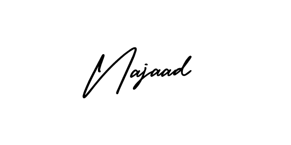 This is the best signature style for the Najaad name. Also you like these signature font (AmerikaSignatureDemo-Regular). Mix name signature. Najaad signature style 3 images and pictures png