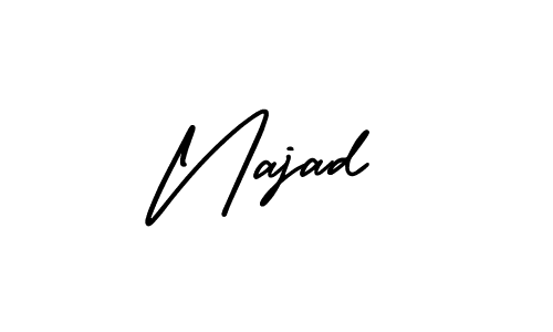 The best way (AmerikaSignatureDemo-Regular) to make a short signature is to pick only two or three words in your name. The name Najad include a total of six letters. For converting this name. Najad signature style 3 images and pictures png