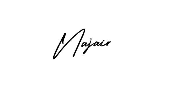 You should practise on your own different ways (AmerikaSignatureDemo-Regular) to write your name (Najair) in signature. don't let someone else do it for you. Najair signature style 3 images and pictures png