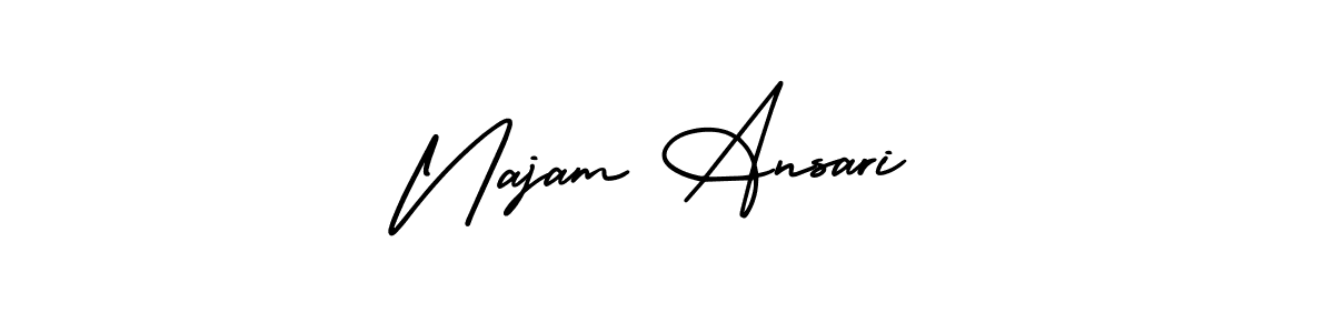 The best way (AmerikaSignatureDemo-Regular) to make a short signature is to pick only two or three words in your name. The name Najam Ansari include a total of six letters. For converting this name. Najam Ansari signature style 3 images and pictures png