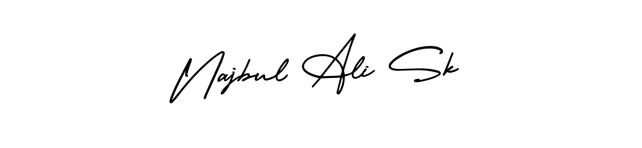 The best way (AmerikaSignatureDemo-Regular) to make a short signature is to pick only two or three words in your name. The name Najbul Ali Sk include a total of six letters. For converting this name. Najbul Ali Sk signature style 3 images and pictures png