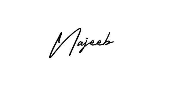 if you are searching for the best signature style for your name Najeeb. so please give up your signature search. here we have designed multiple signature styles  using AmerikaSignatureDemo-Regular. Najeeb signature style 3 images and pictures png