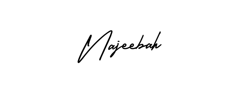 Najeebah stylish signature style. Best Handwritten Sign (AmerikaSignatureDemo-Regular) for my name. Handwritten Signature Collection Ideas for my name Najeebah. Najeebah signature style 3 images and pictures png