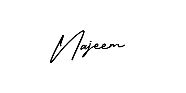 Najeem stylish signature style. Best Handwritten Sign (AmerikaSignatureDemo-Regular) for my name. Handwritten Signature Collection Ideas for my name Najeem. Najeem signature style 3 images and pictures png