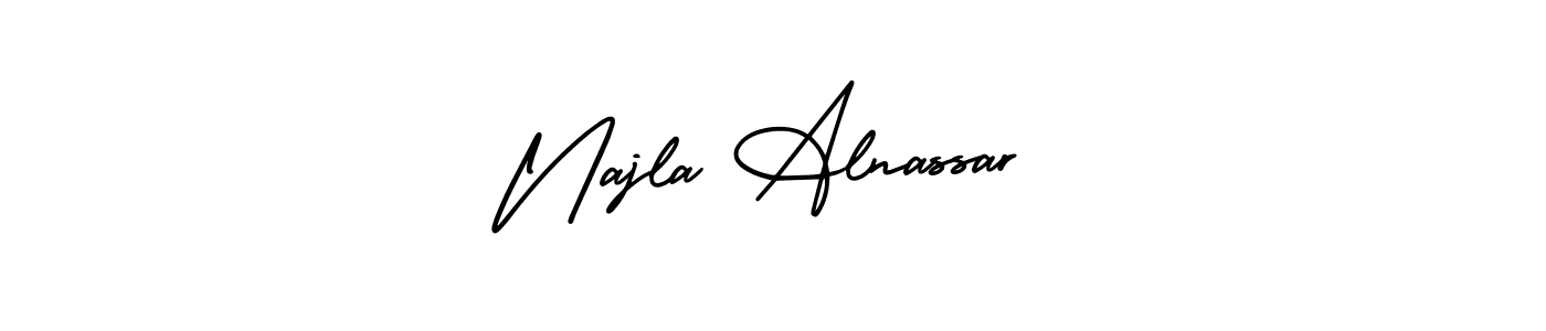 How to make Najla Alnassar name signature. Use AmerikaSignatureDemo-Regular style for creating short signs online. This is the latest handwritten sign. Najla Alnassar signature style 3 images and pictures png