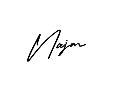 How to make Najm name signature. Use AmerikaSignatureDemo-Regular style for creating short signs online. This is the latest handwritten sign. Najm signature style 3 images and pictures png