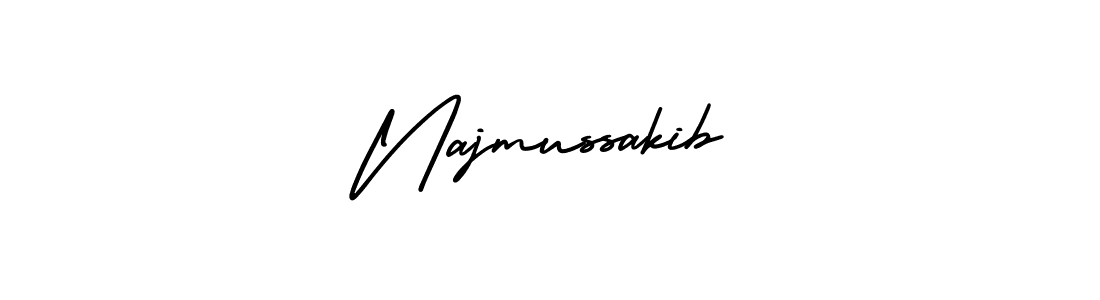 Use a signature maker to create a handwritten signature online. With this signature software, you can design (AmerikaSignatureDemo-Regular) your own signature for name Najmussakib. Najmussakib signature style 3 images and pictures png