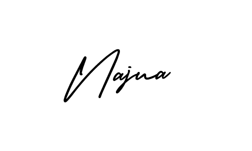 You should practise on your own different ways (AmerikaSignatureDemo-Regular) to write your name (Najua) in signature. don't let someone else do it for you. Najua signature style 3 images and pictures png