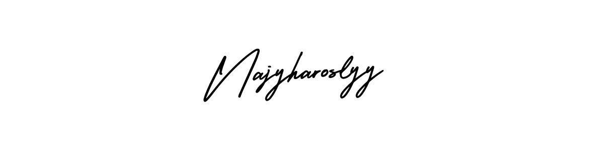 Use a signature maker to create a handwritten signature online. With this signature software, you can design (AmerikaSignatureDemo-Regular) your own signature for name Najyharoslyy. Najyharoslyy signature style 3 images and pictures png