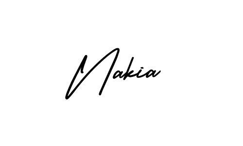 How to make Nakia name signature. Use AmerikaSignatureDemo-Regular style for creating short signs online. This is the latest handwritten sign. Nakia signature style 3 images and pictures png