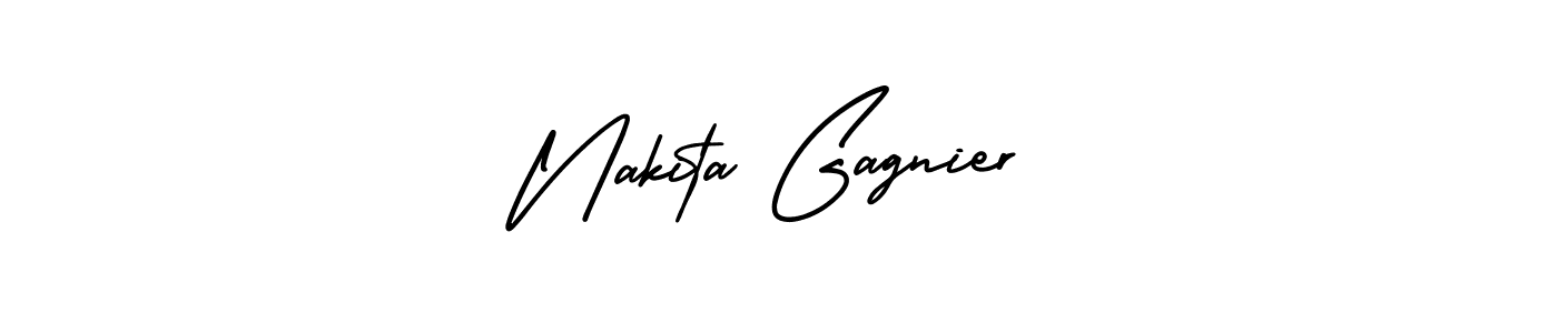 This is the best signature style for the Nakita Gagnier name. Also you like these signature font (AmerikaSignatureDemo-Regular). Mix name signature. Nakita Gagnier signature style 3 images and pictures png