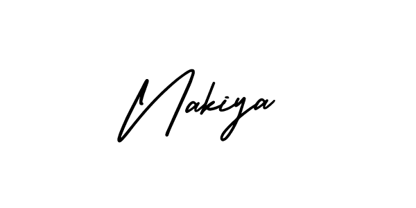 Make a beautiful signature design for name Nakiya. With this signature (AmerikaSignatureDemo-Regular) style, you can create a handwritten signature for free. Nakiya signature style 3 images and pictures png
