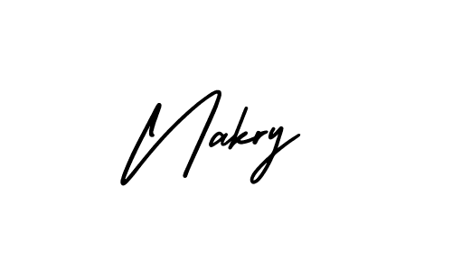 You should practise on your own different ways (AmerikaSignatureDemo-Regular) to write your name (Nakry) in signature. don't let someone else do it for you. Nakry signature style 3 images and pictures png