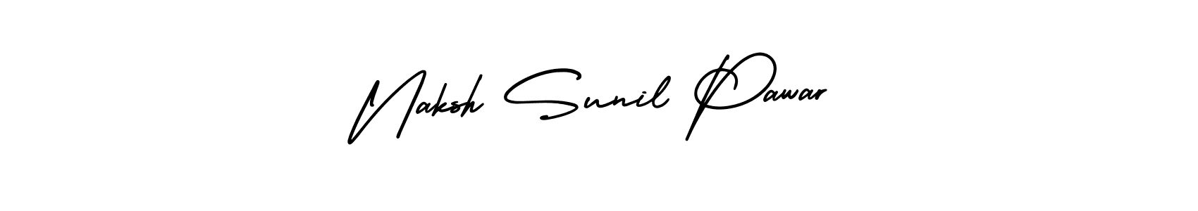 The best way (AmerikaSignatureDemo-Regular) to make a short signature is to pick only two or three words in your name. The name Naksh Sunil Pawar include a total of six letters. For converting this name. Naksh Sunil Pawar signature style 3 images and pictures png
