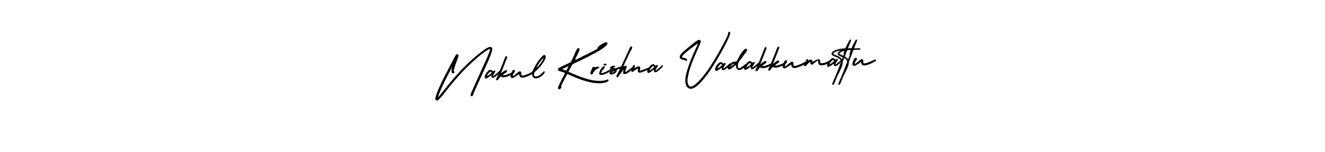 Use a signature maker to create a handwritten signature online. With this signature software, you can design (AmerikaSignatureDemo-Regular) your own signature for name Nakul Krishna Vadakkumattu. Nakul Krishna Vadakkumattu signature style 3 images and pictures png