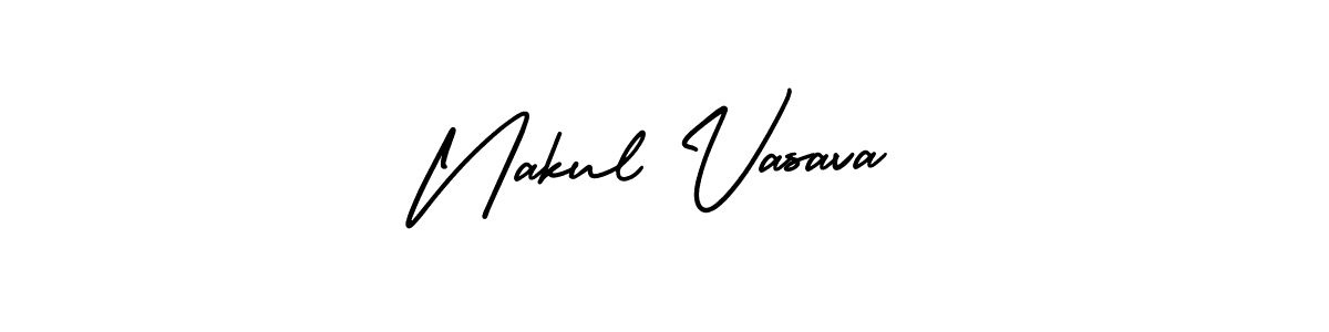 AmerikaSignatureDemo-Regular is a professional signature style that is perfect for those who want to add a touch of class to their signature. It is also a great choice for those who want to make their signature more unique. Get Nakul Vasava name to fancy signature for free. Nakul Vasava signature style 3 images and pictures png