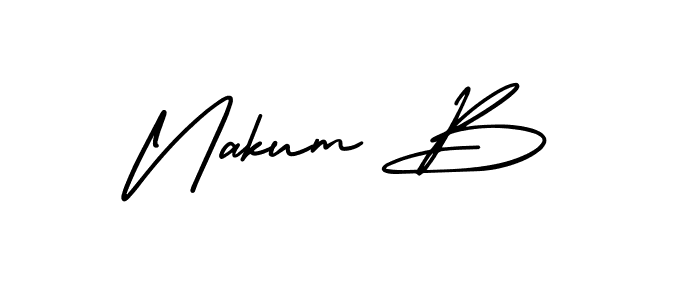 How to make Nakum B signature? AmerikaSignatureDemo-Regular is a professional autograph style. Create handwritten signature for Nakum B name. Nakum B signature style 3 images and pictures png