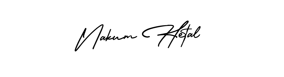 Also You can easily find your signature by using the search form. We will create Nakum Hetal name handwritten signature images for you free of cost using AmerikaSignatureDemo-Regular sign style. Nakum Hetal signature style 3 images and pictures png