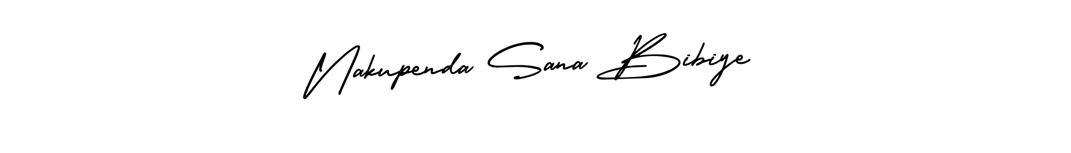 You should practise on your own different ways (AmerikaSignatureDemo-Regular) to write your name (Nakupenda Sana Bibiye) in signature. don't let someone else do it for you. Nakupenda Sana Bibiye signature style 3 images and pictures png