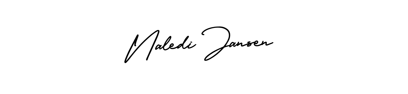 The best way (AmerikaSignatureDemo-Regular) to make a short signature is to pick only two or three words in your name. The name Naledi Jansen include a total of six letters. For converting this name. Naledi Jansen signature style 3 images and pictures png