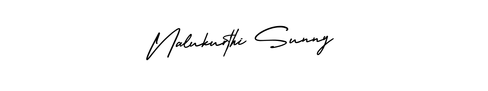 You should practise on your own different ways (AmerikaSignatureDemo-Regular) to write your name (Nalukurthi Sunny) in signature. don't let someone else do it for you. Nalukurthi Sunny signature style 3 images and pictures png