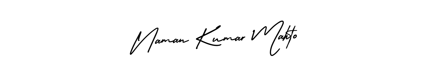 You should practise on your own different ways (AmerikaSignatureDemo-Regular) to write your name (Naman Kumar Mahto) in signature. don't let someone else do it for you. Naman Kumar Mahto signature style 3 images and pictures png