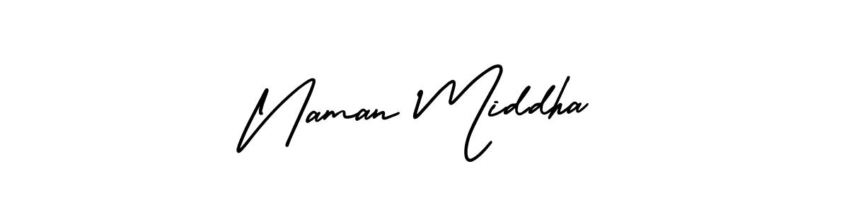 This is the best signature style for the Naman Middha name. Also you like these signature font (AmerikaSignatureDemo-Regular). Mix name signature. Naman Middha signature style 3 images and pictures png