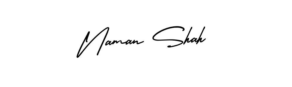 The best way (AmerikaSignatureDemo-Regular) to make a short signature is to pick only two or three words in your name. The name Naman Shah include a total of six letters. For converting this name. Naman Shah signature style 3 images and pictures png