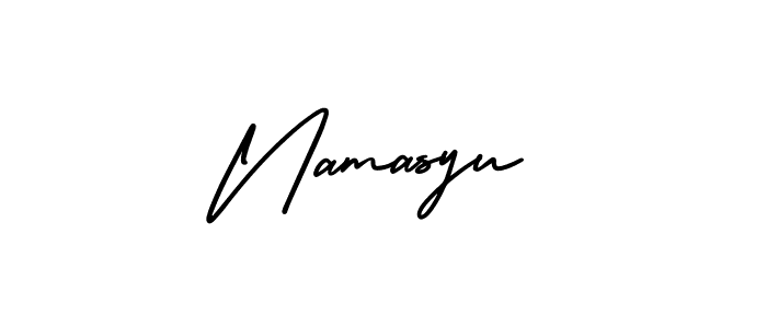 Use a signature maker to create a handwritten signature online. With this signature software, you can design (AmerikaSignatureDemo-Regular) your own signature for name Namasyu. Namasyu signature style 3 images and pictures png
