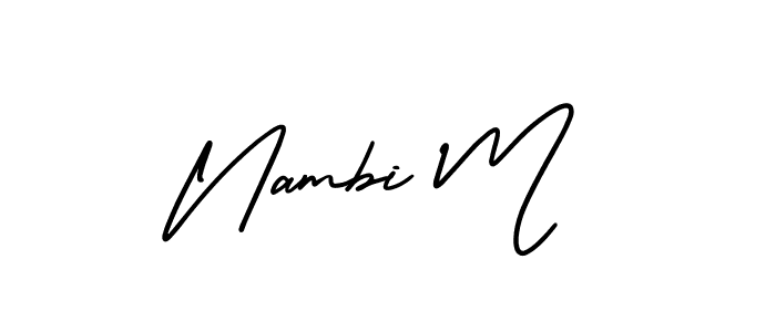 if you are searching for the best signature style for your name Nambi M. so please give up your signature search. here we have designed multiple signature styles  using AmerikaSignatureDemo-Regular. Nambi M signature style 3 images and pictures png