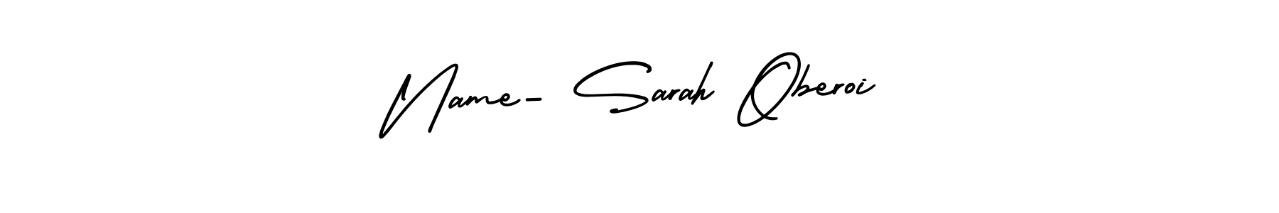 Use a signature maker to create a handwritten signature online. With this signature software, you can design (AmerikaSignatureDemo-Regular) your own signature for name Name- Sarah Oberoi. Name- Sarah Oberoi signature style 3 images and pictures png