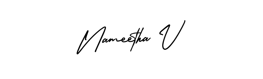 Design your own signature with our free online signature maker. With this signature software, you can create a handwritten (AmerikaSignatureDemo-Regular) signature for name Nameetha V. Nameetha V signature style 3 images and pictures png