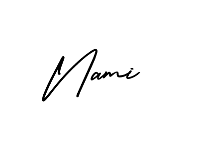 You should practise on your own different ways (AmerikaSignatureDemo-Regular) to write your name (Nami) in signature. don't let someone else do it for you. Nami signature style 3 images and pictures png