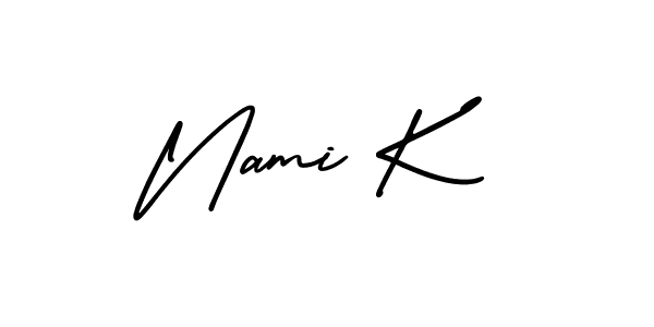 Also You can easily find your signature by using the search form. We will create Nami K name handwritten signature images for you free of cost using AmerikaSignatureDemo-Regular sign style. Nami K signature style 3 images and pictures png