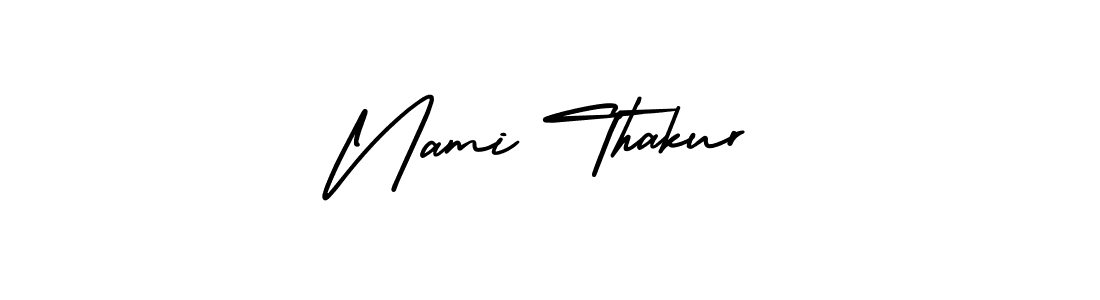 Similarly AmerikaSignatureDemo-Regular is the best handwritten signature design. Signature creator online .You can use it as an online autograph creator for name Nami Thakur. Nami Thakur signature style 3 images and pictures png