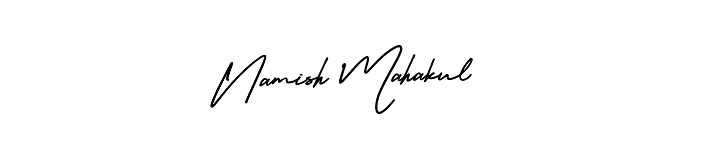 You should practise on your own different ways (AmerikaSignatureDemo-Regular) to write your name (Namish Mahakul) in signature. don't let someone else do it for you. Namish Mahakul signature style 3 images and pictures png