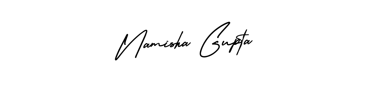 The best way (AmerikaSignatureDemo-Regular) to make a short signature is to pick only two or three words in your name. The name Namisha Gupta include a total of six letters. For converting this name. Namisha Gupta signature style 3 images and pictures png