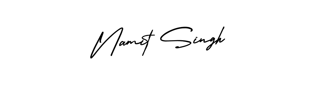 The best way (AmerikaSignatureDemo-Regular) to make a short signature is to pick only two or three words in your name. The name Namit Singh include a total of six letters. For converting this name. Namit Singh signature style 3 images and pictures png