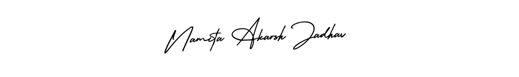 The best way (AmerikaSignatureDemo-Regular) to make a short signature is to pick only two or three words in your name. The name Namita Akarsh Jadhav include a total of six letters. For converting this name. Namita Akarsh Jadhav signature style 3 images and pictures png