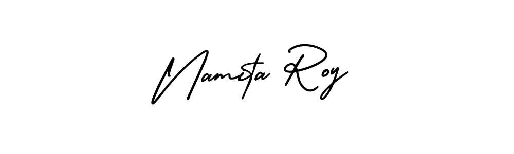 This is the best signature style for the Namita Roy name. Also you like these signature font (AmerikaSignatureDemo-Regular). Mix name signature. Namita Roy signature style 3 images and pictures png