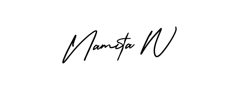 How to make Namita W name signature. Use AmerikaSignatureDemo-Regular style for creating short signs online. This is the latest handwritten sign. Namita W signature style 3 images and pictures png