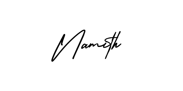 Use a signature maker to create a handwritten signature online. With this signature software, you can design (AmerikaSignatureDemo-Regular) your own signature for name Namith. Namith signature style 3 images and pictures png