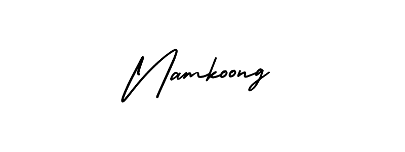 The best way (AmerikaSignatureDemo-Regular) to make a short signature is to pick only two or three words in your name. The name Namkoong include a total of six letters. For converting this name. Namkoong signature style 3 images and pictures png